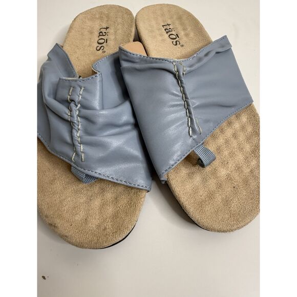 Taos Women’s Gift 2 Blue Leather Slip On Thong Sandals Size US 9 9.5 40 - Picture 9 of 9